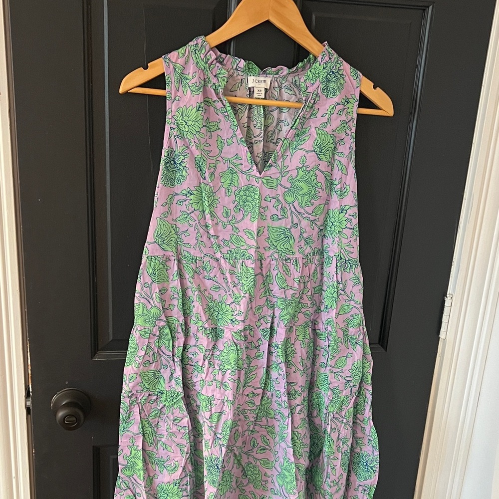 J. Crew Pink and Green Floral Dress